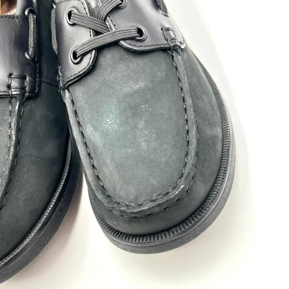 Florsheim‎ Boys Size 1.5 Black Nubuck Leather Penny Loafers Dress Boat Shoes